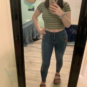 Floral Mid-rise jeans